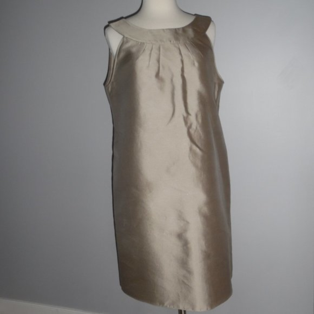 Armani Collezioni Gold Silk blend Round Neck‎ Sleeveless Cocktail Sheath Dress